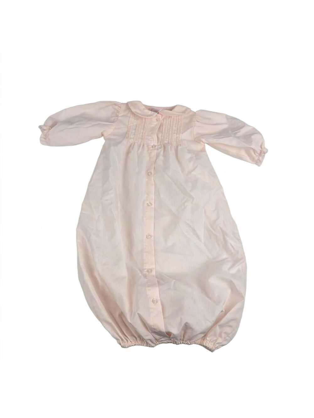 Vintage Smocked Petit Ami Baby Girl Clothes Newborn Gown Pajamas Sleeper Pink